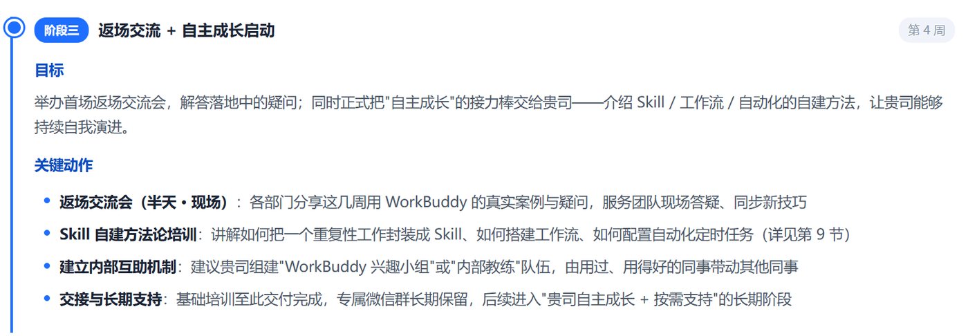 易而达 WorkBuddy 落地陪跑（阶段三：返场交流与自主成长启动）